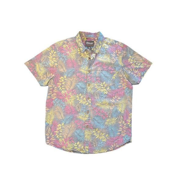 Plugg Mens Short Sleeve Button Up Tropical Print Shirt - Picture 3 of 6